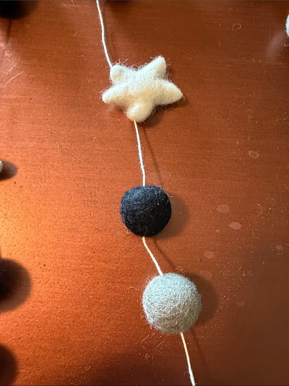 Felt Star and Ball Garland - Black, Gray & White - Kids Accessories